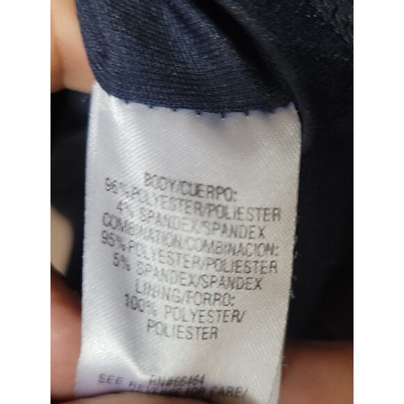 Sandra Darren Dress Womens 12 Navy Red Geometric Sheath Career Party Lined - Picture 10 of 12